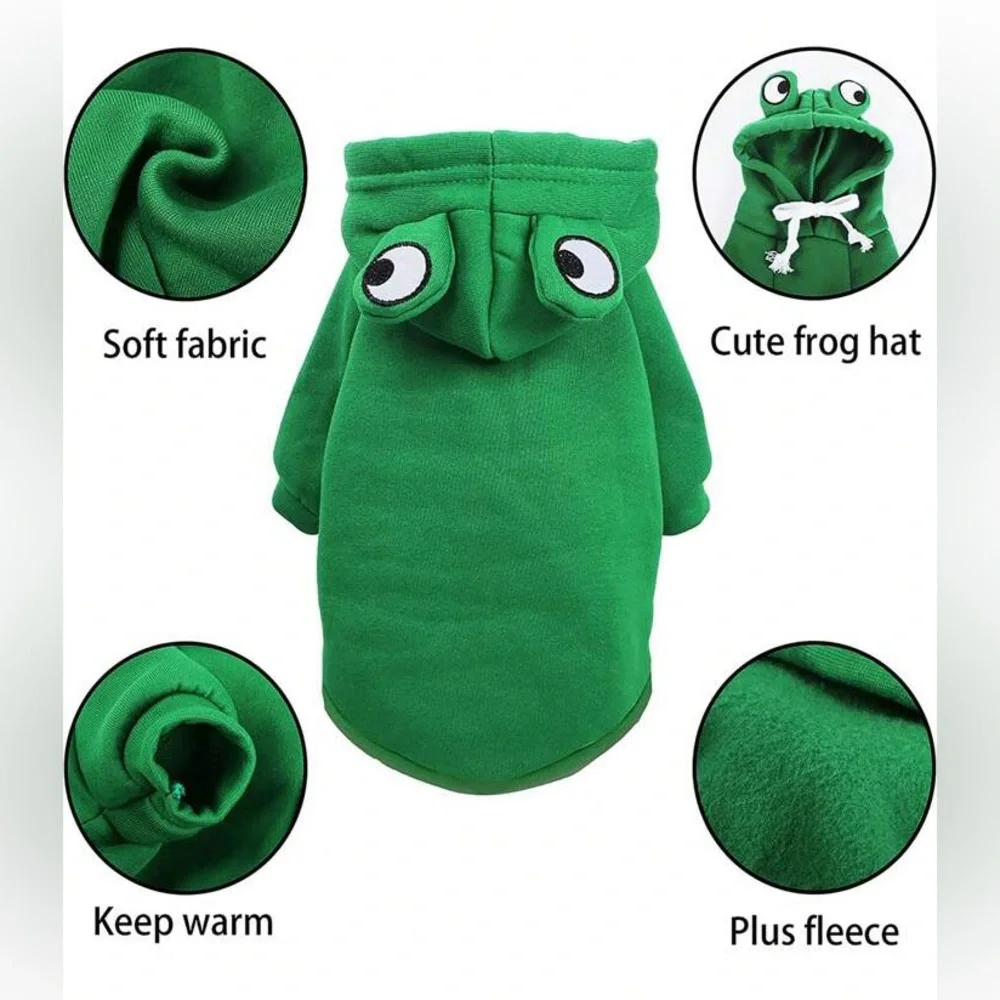 Green Frog Pet Hoodie- Small